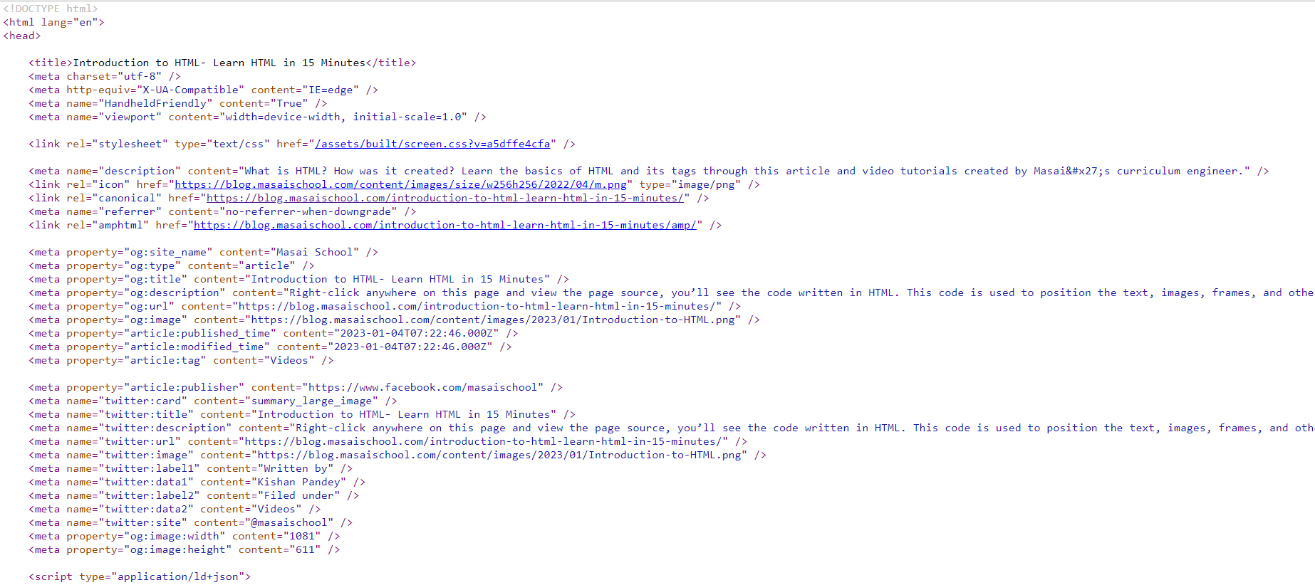 Screenshot of the source code 