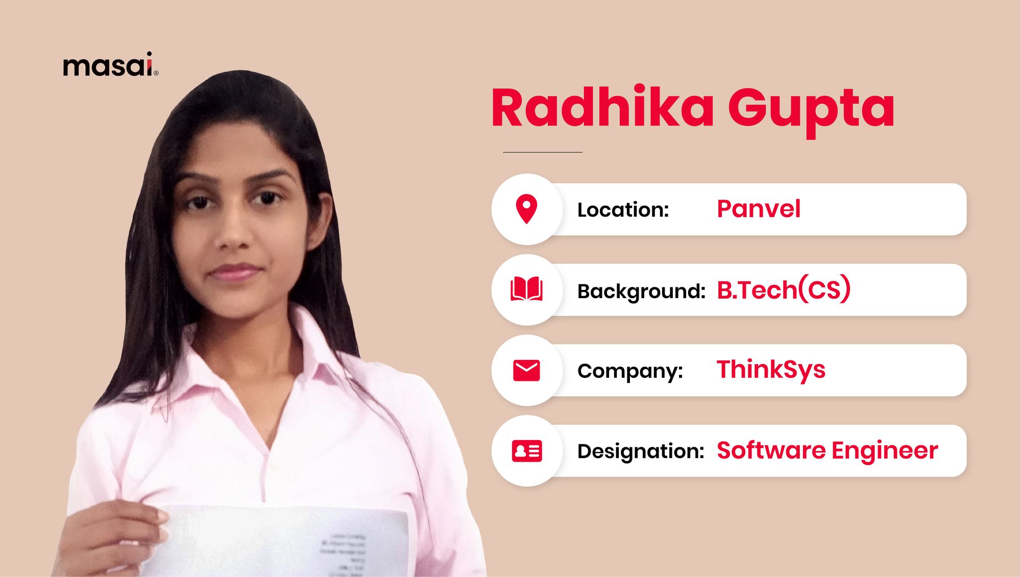 Radhika went from earning 7k a month to 5 figures, thanks to Masai.