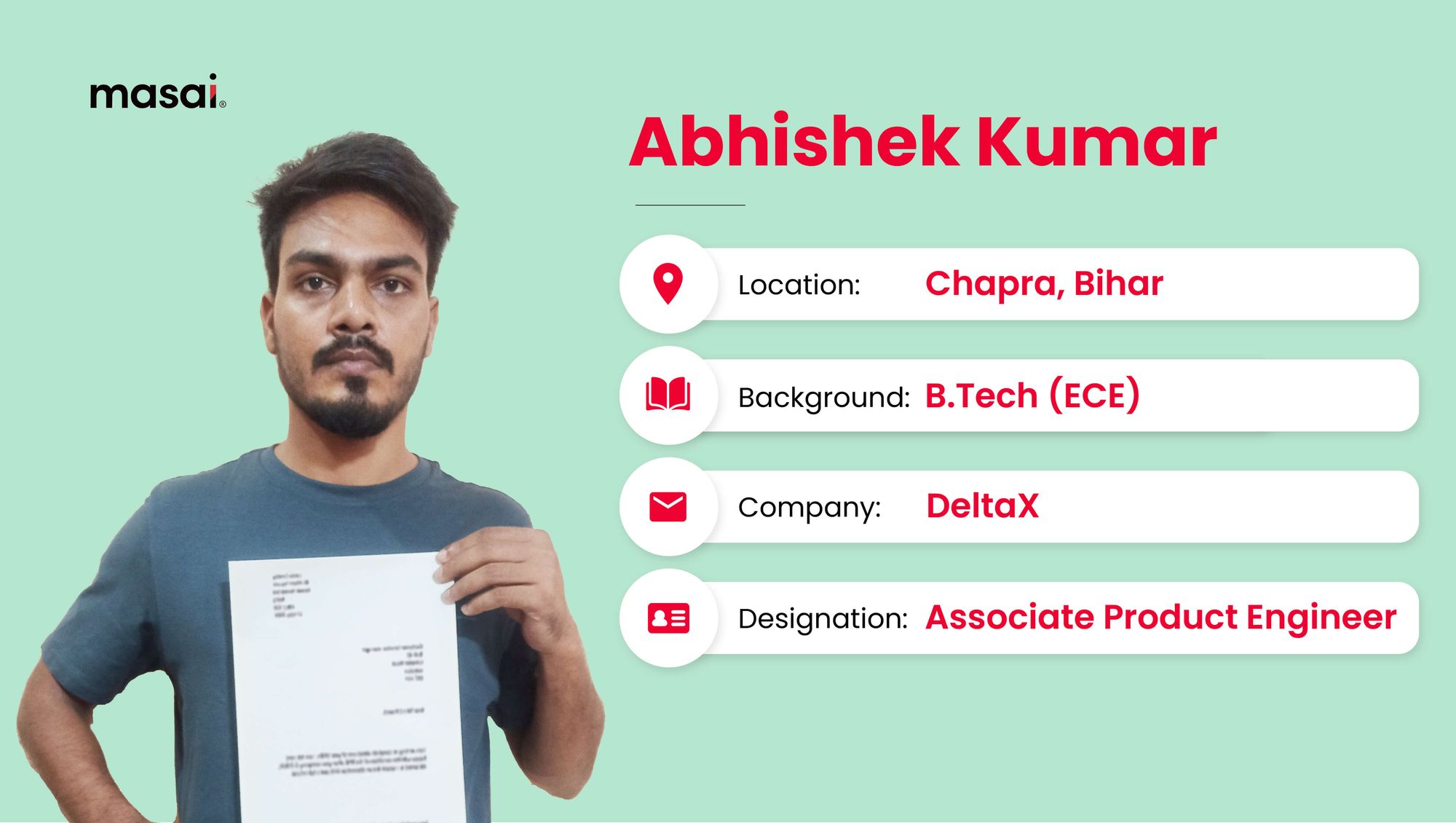 Abhishek Kumar - A Masai graduate now working at DeltaX