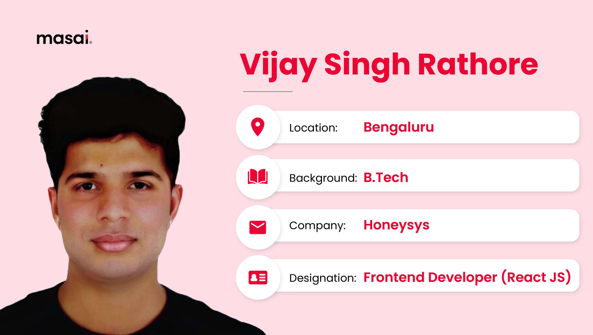 Vijay Singh - A Masai graduate now working as Frontend developer at Honeysys