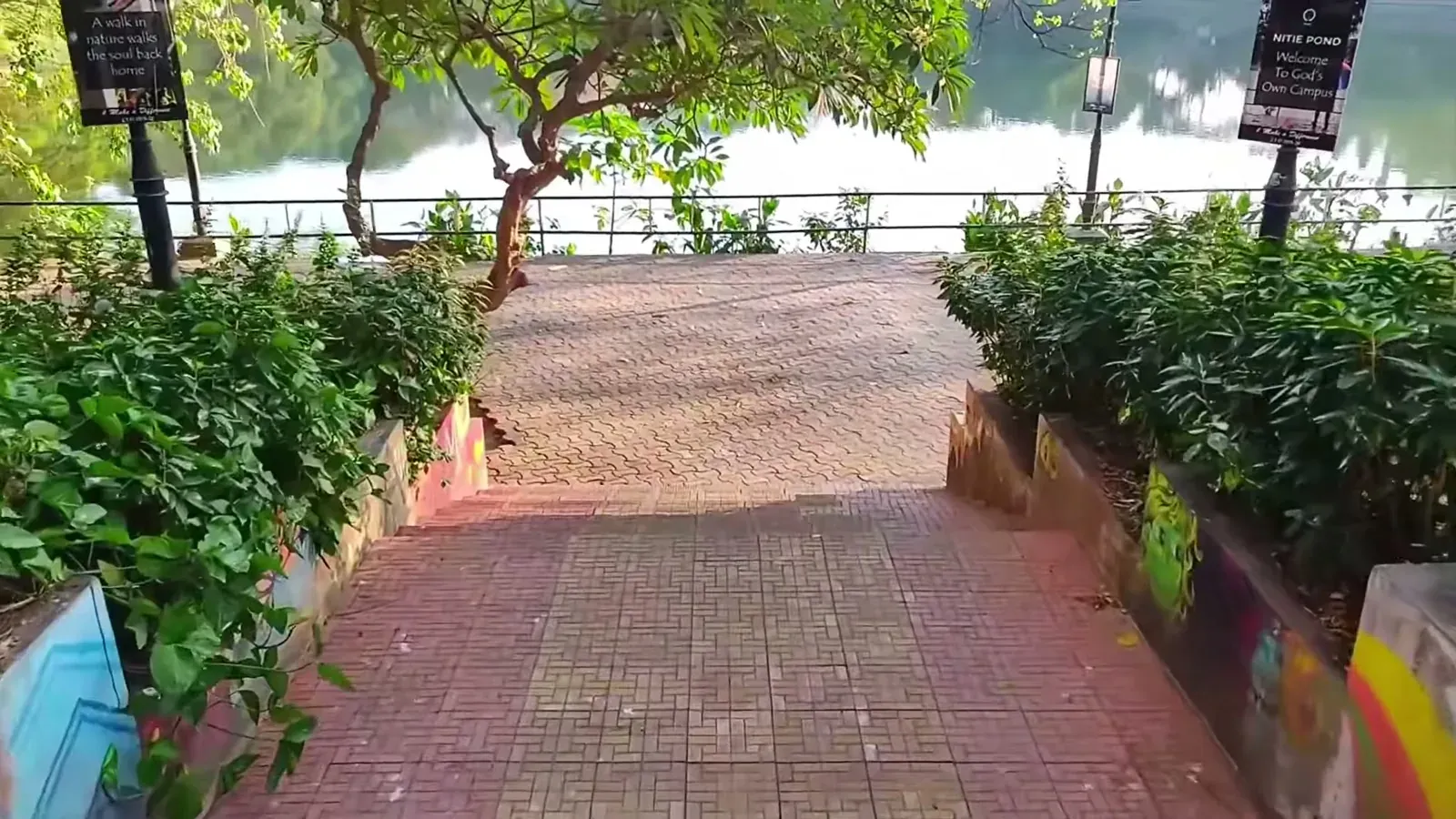 Lakeside walkway on the IIM Mumbai campus