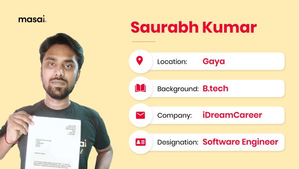 Saurabh Kumar - A Masai graduate now working as a Software Engineer 