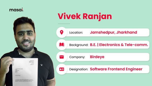 Vivek Ranjan - A Masai graduate now working as Software Engineer at Birdeye