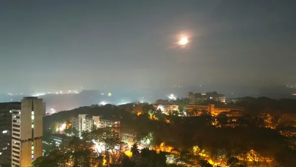 IIM Mumbai campus and Powai skyline at night