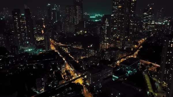 Mumbai skyline at night, India's financial capital